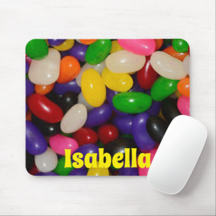 Kleurrijk Jelly Bean-ontwerp met aangepaste naam Muismat