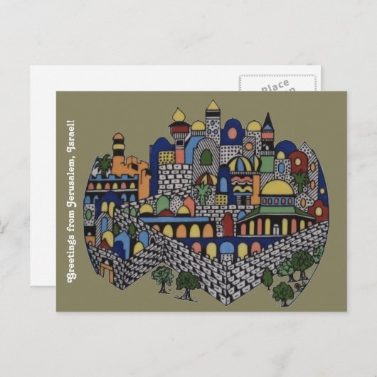 Kleurrijk Jerusalem Briefkaart (Voorkant / Achterkant)