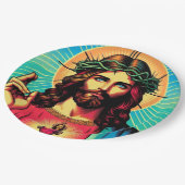 Kleurrijk Jesus papier bord! Papieren Bordje (Gekanteld)