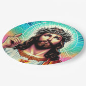 Kleurrijk Jesus papier bord! Papieren Bordje (Gekanteld)