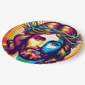 Kleurrijk Jesus papier bord! Papieren Bordje (Gekanteld)