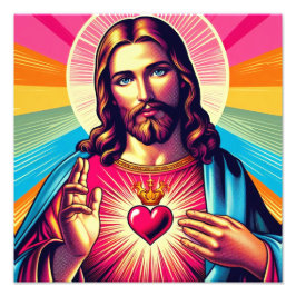 Kleurrijk Jesus poster! Foto Afdruk