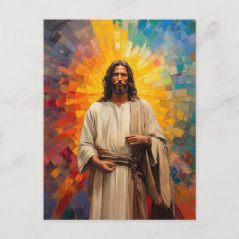 Kleurrijk Jezus Christus Portret Abstract Mozaïek  Briefkaart