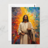 Kleurrijk Jezus Christus Portret Abstract Mozaïek Briefkaart (Voorkant / Achterkant)