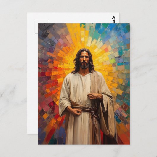 Kleurrijk Jezus Christus Portret Abstract Mozaïek Briefkaart (Voorkant / Achterkant)