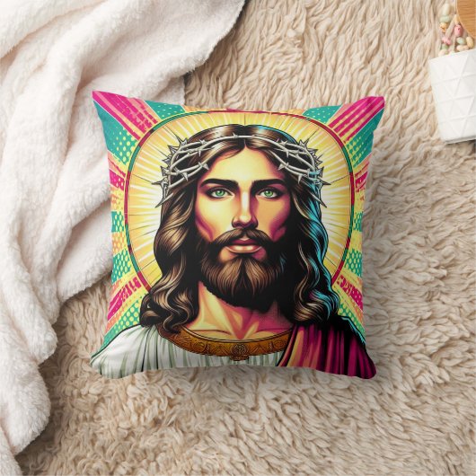 Kleurrijk Jezus kussen! Kussen (Deken)