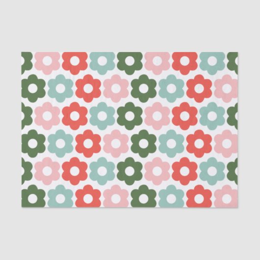 Kleurrijk Joyful Christmas Retro Daisy Tissue Papi Tissuepapier (Voorkant)