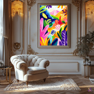 Kleurrijk Jungle Landschap in Fauvistische Stijl Canvas Afdruk