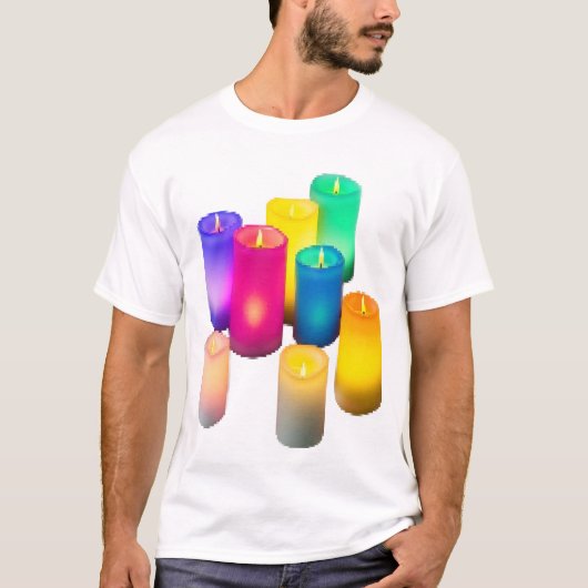 Kleurrijk kaarslicht t-shirt (Voorkant)