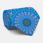 kleurrijk kaleidoscoop mandala in blauw roze sinaa stropdas (Opgerold)
