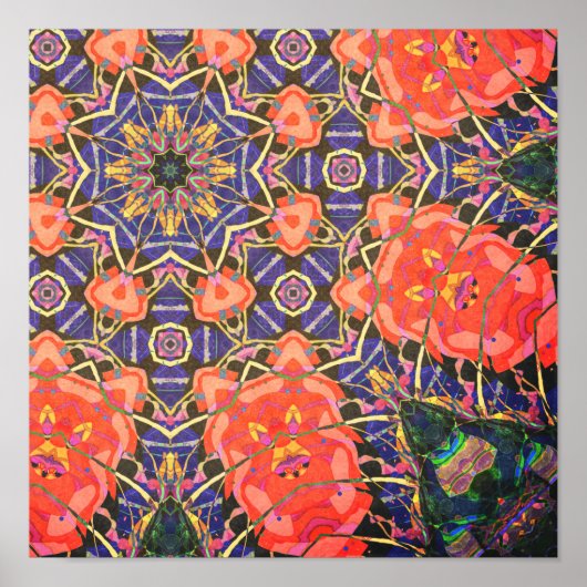Kleurrijk Kaleidoscoop Patroon Poster (Voorkant)