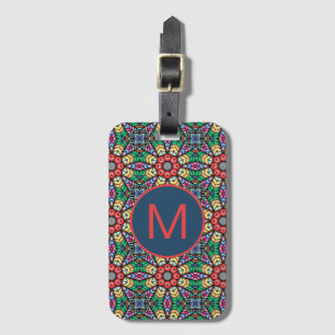 Kleurrijk Kaleidoscooppatroonmonogram Bagagelabel
