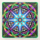 Kleurrijk kaleidoscopisch afbeelding glazen onderzetter (Voorkant)