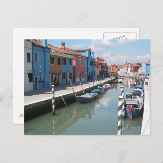 Kleurrijk kanaal in Burano, Italië Briefkaart (Voorkant / Achterkant)