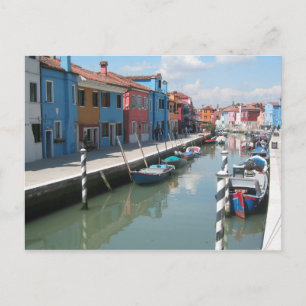 Kleurrijk kanaal in Burano, Italië Briefkaart