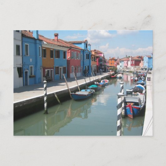 Kleurrijk kanaal in Burano, Italië Briefkaart (Voorkant)