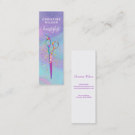 Kleurrijk kappersschaarontwerp mini visitekaartje (Voorkant / Achterkant)