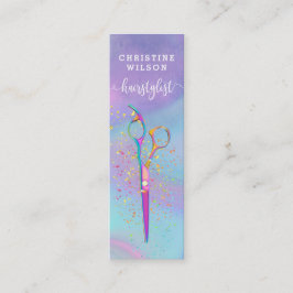 Kleurrijk kappersschaarontwerp mini visitekaartje