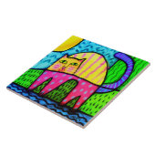 Kleurrijk Kat Abstract Digitaal Schilderen Tegeltje (Zijkant)