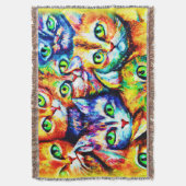 Kleurrijk kat en kitten Patroon. Bestel nu Deken (Voorkant Verticaal)