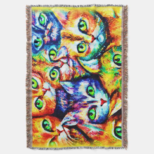 Kleurrijk kat en kitten Patroon. Bestel nu Deken (Voorkant Verticaal)