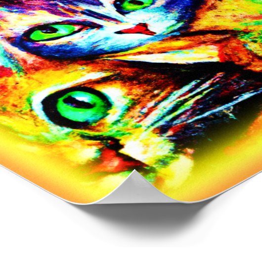 Kleurrijk kat en kitten Patroon. Bestel nu Poster (Hoek)