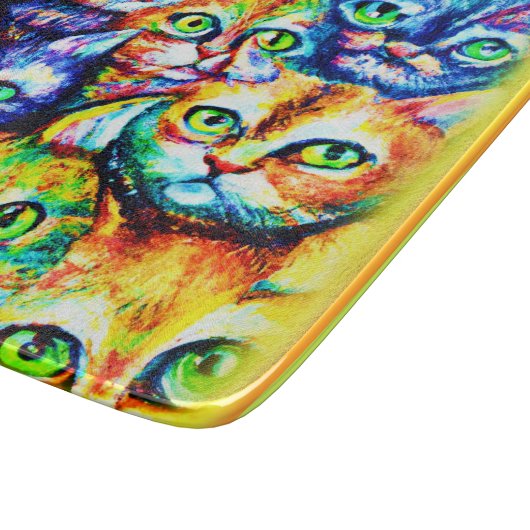 Kleurrijk kat en kitten Patroon. Bestel nu Snijplank (Hoek)