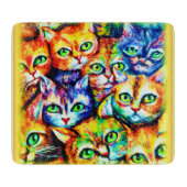 Kleurrijk kat en kitten Patroon. Bestel nu Snijplank (Voorkant)