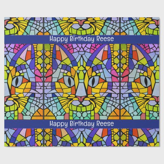 Kleurrijk Kat gezicht - Grote tekst voor kinderen  Cadeaupapier (Vlak)