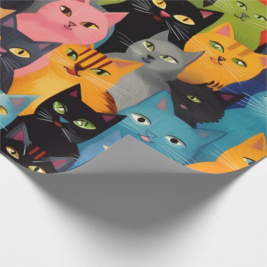 Kleurrijk kat inpakpapier (Hoek)
