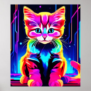Kleurrijk kat kunstwerk poster