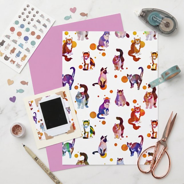 Kleurrijk katten scrapbook papier (Creator heeft geüpload)
