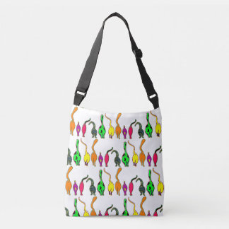 Kleurrijk kattenkontenpatroon crossbody tas