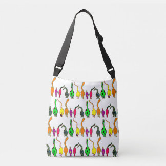 Kleurrijk kattenkontenpatroon crossbody tas