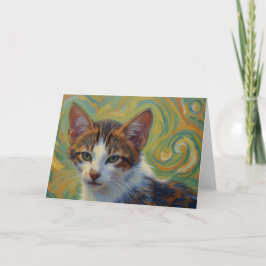 Kleurrijk Kattenkunst Notitiekaart met Fantasie