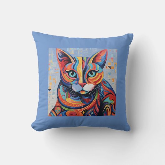 Kleurrijk kattenkussen kussen (Voorkant)