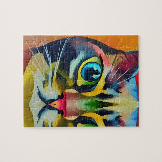 Kleurrijk kattenoog abstracte beroertes kat stemme legpuzzel (Horizontaal)