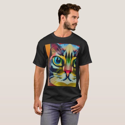 Kleurrijk kattenoog abstracte beroertes kat stemme t-shirt (Voorkant volledig)