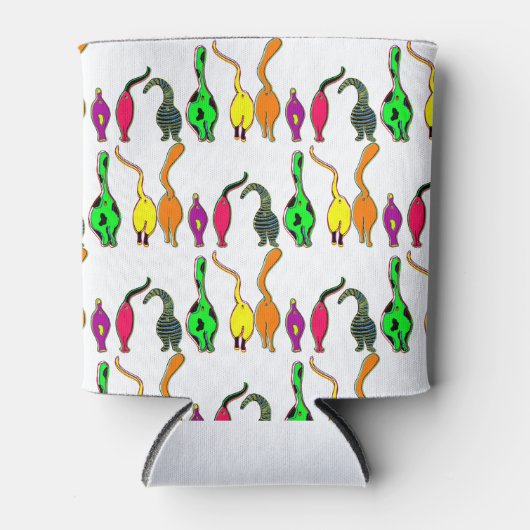 Kleurrijk kattenpeuterpatroon blikjeskoeler (Voorkant)