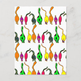 Kleurrijk kattenpeuterpatroon briefkaart