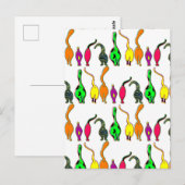 Kleurrijk kattenpeuterpatroon briefkaart (Voorkant / Achterkant)