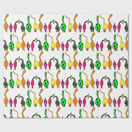 Kleurrijk kattenpeuterpatroon cadeaupapier (Vlak)