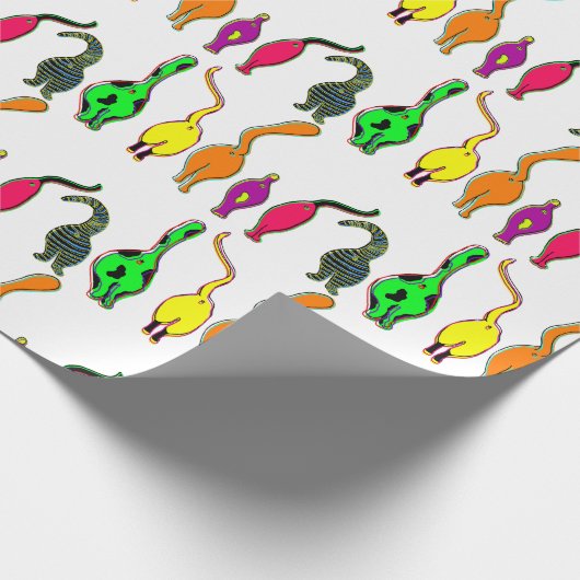 Kleurrijk kattenpeuterpatroon cadeaupapier (Hoek)