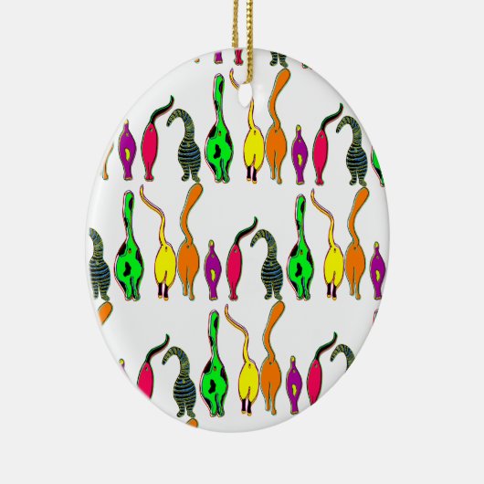 Kleurrijk kattenpeuterpatroon keramisch ornament (Rechts)