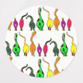 Kleurrijk kattenpeuterpatroon labels (Design 1)