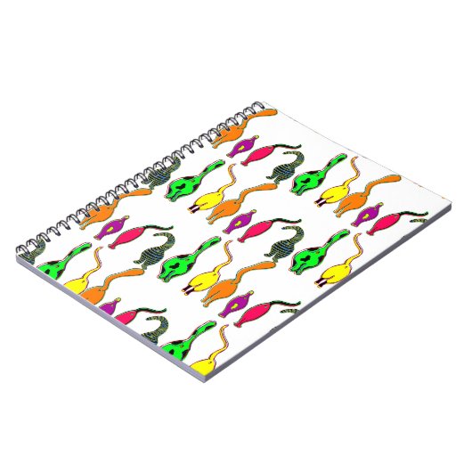 Kleurrijk kattenpeuterpatroon notitieboek (Linkerzijde)