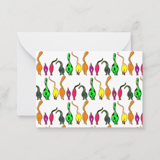 Kleurrijk kattenpeuterpatroon notitiekaartje (Voorkant)