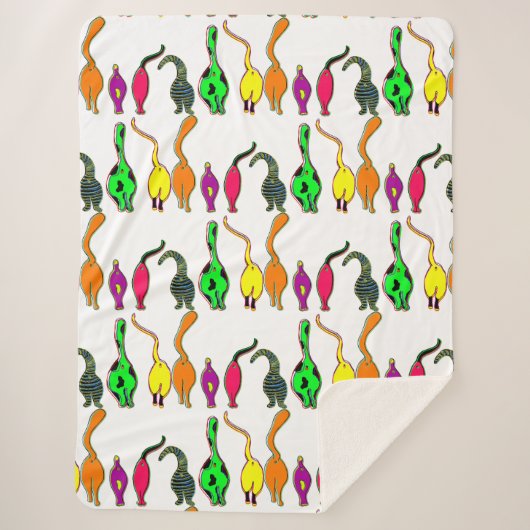 Kleurrijk kattenpeuterpatroon sherpa deken (Voorkant)