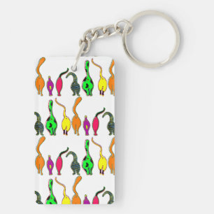 Kleurrijk kattenpeuterpatroon sleutelhanger
