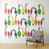 Kleurrijk kattenpeuterpatroon wandkleed (In Situ (horizontaal))